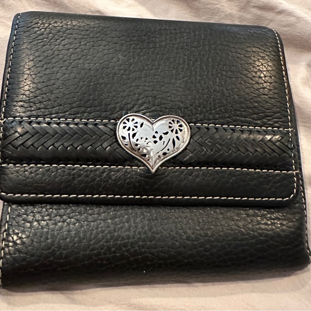 Brighton Black Leather Women's Wallet with Heart Accent